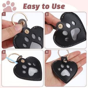 Cute Heart Pu Leather Hair Keepsake Keychain Dog Cat Fur Storage Keyring Pet Lover <b>Memorial</b> <b>Gift</b> Bag Purse Charms Decor - Product Image 5