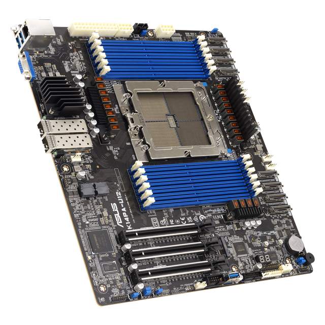 K14PA-U12 AMD Server Motherboard Supports Two Dual-slot GPUs, 12 DIMM DDR5, 16 NVMe Drives and Integrated ASMB11-iKVM