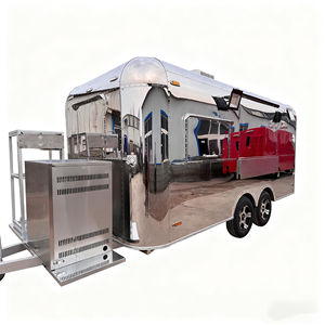 Chariot carré en acier inoxydable argenté, style américain, design cheminée, mobile, remorquable, pour la vente de glaces et de snacks en rue - Product Image 5