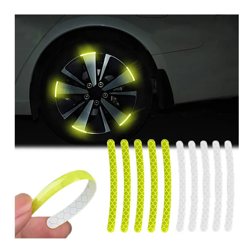 20pcs creative safety warning car bike wheel hub tire ring reflective sticker