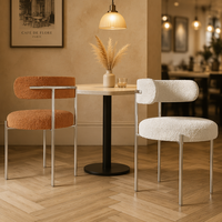Chaise de salle à manger moderne en velours bouclé, structure métallique, revêtement personnalisable, imperméable, écologique, pour restaurant, hôtel, café