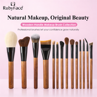 Collection de 11 pinceaux de maquillage professionnels avec manche en bois, pinceaux pour poudre, blush, fond de teint, kabuki et yeux