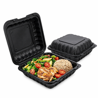 Boîte alimentaire jetable écologique en MFPP blanc, format 9x9x3 pouces, conteneur carré haute capacité pour cuisines éphémères et chaînes de restaurants