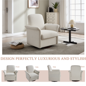 Swivel Accent Chair Modern Barrel Armchair with Wood Base Soft Leisure Chair for Apartment Bedroom Reading Waiting Living Room - Product Image 3