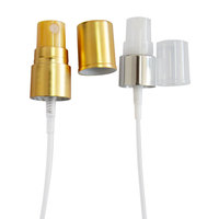 Pompe pulvérisatrice de parfum en aluminium 18/410, demi-couvercle or/argent, atomiseur à brume fine avec tube de remplissage pour flacon de parfum en verre, vente en gros