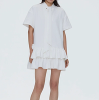 Robe décontractée d'été à fleurs pour femmes, chemise plissée et ample, manches courtes bouffantes, ligne A, mini, respirante, élégante, bureau, fête