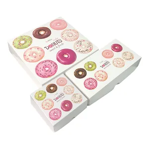 批发定制印刷糕点盒环保硬纸板空纸甜甜圈包装盒与标志