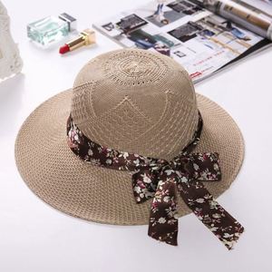 Female Seaside Sunshade Summer Wholesale Wide Brim Knitted Raffia <b>Straw</b> Bucket Hats - Product Image 3