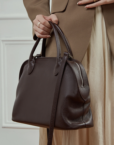 Sac bowling en cuir véritable marron, sac fourre-tout à bandoulière grainé, fermeture éclair, grande capacité pour les voyages et l'usage quotidien - Product Image 6