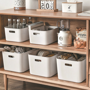 Plastic Storage <b>Bin</b> With Lid Rectangle Solid Color <b>Large</b> Capacity For <b>Kitchen</b> Living Room Toy Organization - Product Image 3