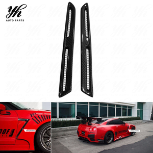 Grilles d'aération latérales de pare-chocs avant style OEM en fibre de carbone brillante pour <span class=keywords><strong>Nissan</strong></span> <span class=keywords><strong>Skyline</strong></span> <span class=keywords><strong>GTR</strong></span> <span class=keywords><strong>R35</strong></span> 2009-2023 – Améliorations (paire) - Product Image 2