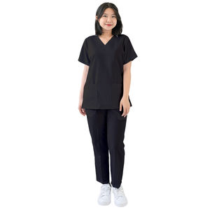 Ensemble de vêtements de travail médicaux classiques marron, deux pièces, haut à col et pantalon à jambe droite, confortable et résistant aux plis, pour une utilisation hospitalière - Product Image 3