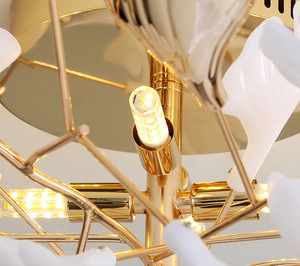 PM Luxe keramische Ginkgo blad plafondlamp gouden takken bladeren <span class=keywords><strong>design</strong></span> ronde plafondlamp woonkamer eetkamer slaapkamer kunst hanglamp - Product Image 4