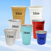 Tazas de aluminio con logotipo personalizado para reuniones familiares y fiestas de entretenimiento Tazas de cerveza reutilizables Tazas de metal plateado para beber