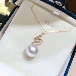 S925 <b>Silver</b> Pendant with 8-11mm Round Beads DIY <b>Pearl</b> Accessories Simple S-shaped <b>Necklace</b> Stand 30309 - Product Image 1