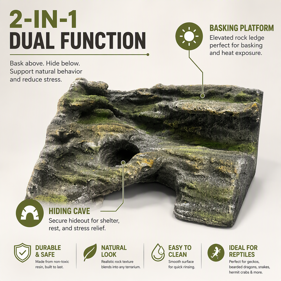 Custom PU 3D Reptile Terrarium Background Rock Ledge Basking Platform ...