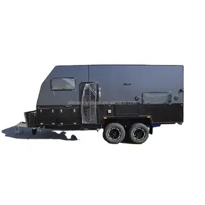 off road Standard Factory Sale Toy Hauler Aluminium Frame Solid travel trailers Camper trailer Hard Top Caravan