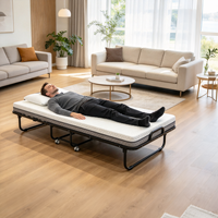 Lit pliant certifié CE avec matelas en mousse à mémoire de forme, cadre en métal, fournisseur vérifié, usine OEM ODM pour hôtel