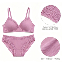Soutien-gorge et culotte en dentelle côtelée douce, échantillon disponible, soutien-gorge pour femme, culottes pour femme grande taille, plusieurs couleurs personnalisées, soutien-gorge push-up pour femme