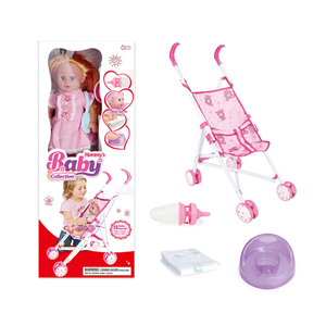 Commercio all'ingrosso toy Cina 12 pollice baby doll con <span class=keywords><strong>passeggino</strong></span>, giocattolo del bambino <span class=keywords><strong>bambola</strong></span> <span class=keywords><strong>passeggino</strong></span> HC367466 - Product Image 1