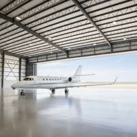 Hangar d'avion préfabriqué en structure métallique à grande portée 70x80m, à assemblage rapide, pour le stationnement et le stockage d'avions de grande taille