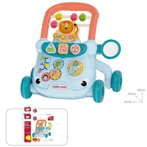 Trotteur musical multifonctionnel pour bébé, avec fonction assis-debout, anti-renversement, aide à la marche, jouet à cadre en plastique et glissière musicale - Product Image 1