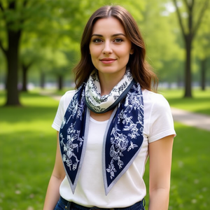 Bufanda triangular Angelina de 135x60 cm con estampado floral, accesorio de moda para mujer - Product Image 3