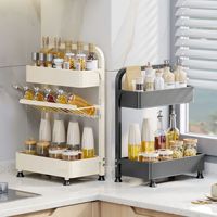 Étagère de rangement pliable en métal multi-niveaux pour épices de cuisine, étroite, amovible, sur pied, pour huile, sel, sauces, vinaigre et assaisonnements
