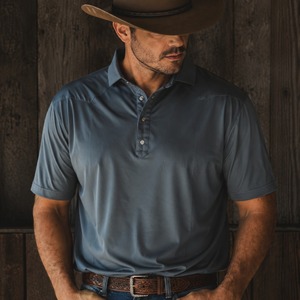 Polo de luxe personnalisé extensible pour homme, couleur unie, sans couture, col blanc, boutons pression perlés, style western, vêtements de golf - Product Image 1