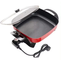Marmite Électrique en Aluminium, Pot de Cuisson Multifonction, Réchaud Alimentaire Antiadhésif, Plat à Réchaud, Poêle, Wok et Poêle à Frire