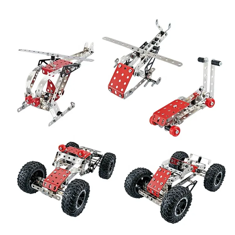 5 IN 1 set 281pcs DIY self assembly metal car toys 3D Building Block toys for kids game