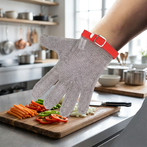 Gants de sécurité de cuisine A9 anti-coupure en acier inoxydable de qualité alimentaire, texture écaille de poisson, 7 oz, 26 cm, pour couteau de boucher - Product Image 1