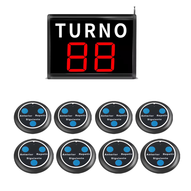 Wireless Queue Management System LED Token Number Take a Number System 1 2-Digit Display with 8 Next Control Button in Spanish