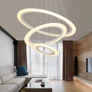 Lustre anneau led moderne d'intérieur suspendu pour salon Lustre anneau circulaire en aluminium acrylique - Product Image 2