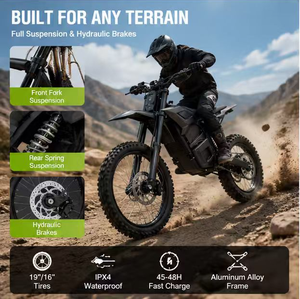 Bicicleta de Montaña con Cuadro de Acero de Alto Contenido de Carbono, Motor Central de 72V 2800W 250Nm Torque Racing - Product Image 2