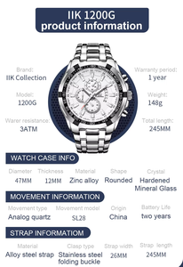 IIK 1200 Venta directa de fábrica Reloj de lujo para hombre Cool Dial Pantalla luminosa completa Calendario grande 40mm Reloj simple transfronterizo - Product Image 5