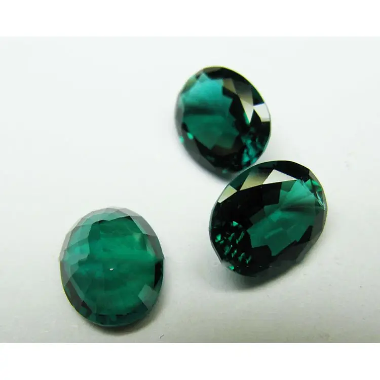 Tổng Hợp Hình Bầu Dục Emerald Xanh CZ Loose Màu Dark Green Stone