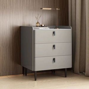 Luxury Modern Design Bedroom Furniture Bed <strong>Sidetable</strong> Tall White Night Stand with 3 <strong>Drawers</strong> for Hotel Apartment Villa Nightstand - Product Image 3