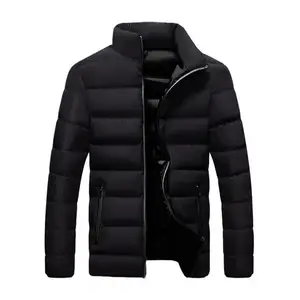 新しい暖かい厚い男性パーカージャケット冬のカジュアルメンズアウターコートソリッドスタンドカラー男性防風コットンパッド入りダウンジャケット