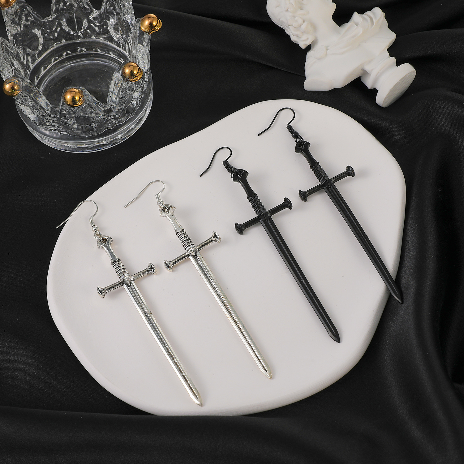 Andelaisi Punk Sword Drop Earrings - Gothic Dagger Cross Hook Earrings With Tassel For Women & Girls