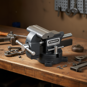 Étau d'établi Stanley 4 pouces (100 mm) à mâchoires réglables avec base pivotante pour usage en atelier - Product Image 3