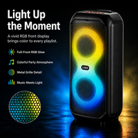 HANSUO HS-TD04A6-A Speaker Pesta Portabel Ganda 4 Inch dengan Baterai Isi Ulang 1800mAh Lampu RGB USB FM dan Perekam