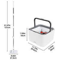 ODM OEM Balai rotatif magique à 360° avec manche réglable de 130 cm en acier inoxydable, pour bureau, maison, cuisine, séparation eau propre/eau sale