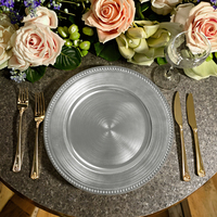 Assiettes de présentation dorées de luxe, durables et élégantes, de haute qualité, rondes, pour mariage, avec serviettes personnalisées, pour hôtels et décoration de fêtes