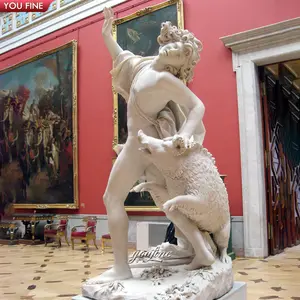 Adonis's Death Italian Marble Famous Sculpture With Wild Boar