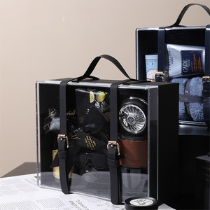 Luxury New Year and Christmas Wedding <strong>Box</strong> with Clear Acrylic Lid PU Leather Handle Elegant Party Gift Display Rack Storage <strong>Box</strong> - Product Image 2