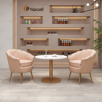 Chaise d'attente rose Yoocell, table de bureau en marbre blanc d'usine, chaises d'attente pour salon, canapé de bureau pour salle d'attente, spa pour les ongles