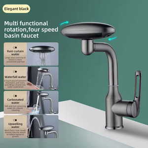 Смеситель для ванной FSH OEM Modern Waterfall с выдвижным изливом, 4 режима, латунный, для горячей и холодной воды, с цифровым дисплеем - Product Image 3