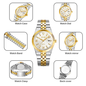 <b>Men's</b> round chronograph <b>watch</b> Luxury stainless steel wristwatch 30M waterproof quartz <b>watch</b> - Product Image 2