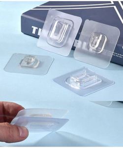 K1256 Seamless <b>Plastic</b> Wall <b>Hooks</b> Double-Sided Multifunction for Bathroom Kitchen Door Storage Holders - Product Image 3